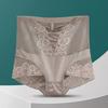 Plus Size Female Summer Hollowed-out Lace Ice Silk Sheer Mesh High Waist Tummy Tuck Panties