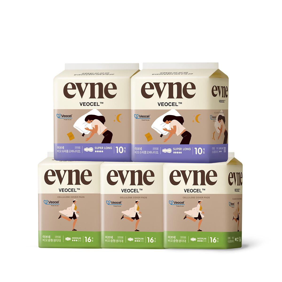 

evne Veocell Гигиенические салфетки Комплект смешанного проекта 9 типов Выберите 1 Medium 48P + Super Long Overnight 20P