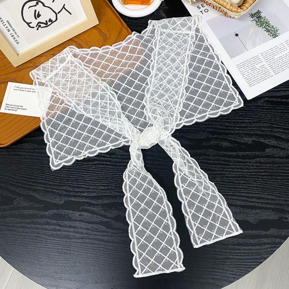 White Fake Collar Shawl Translucence Protect Neck Scarf Elegant Lace Neck Guard Scarf  Female