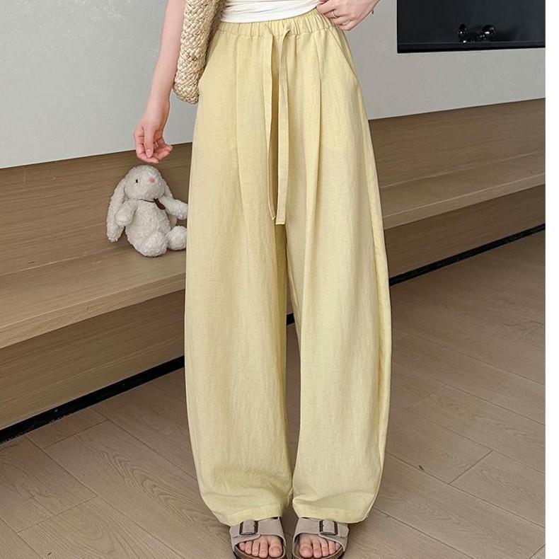 

Ice Silk Wide-Leg Scimitar Pants - Anti-Wrinkle, Straight-Leg Trousers with Drawstring (2026) L (57.5-65kg)