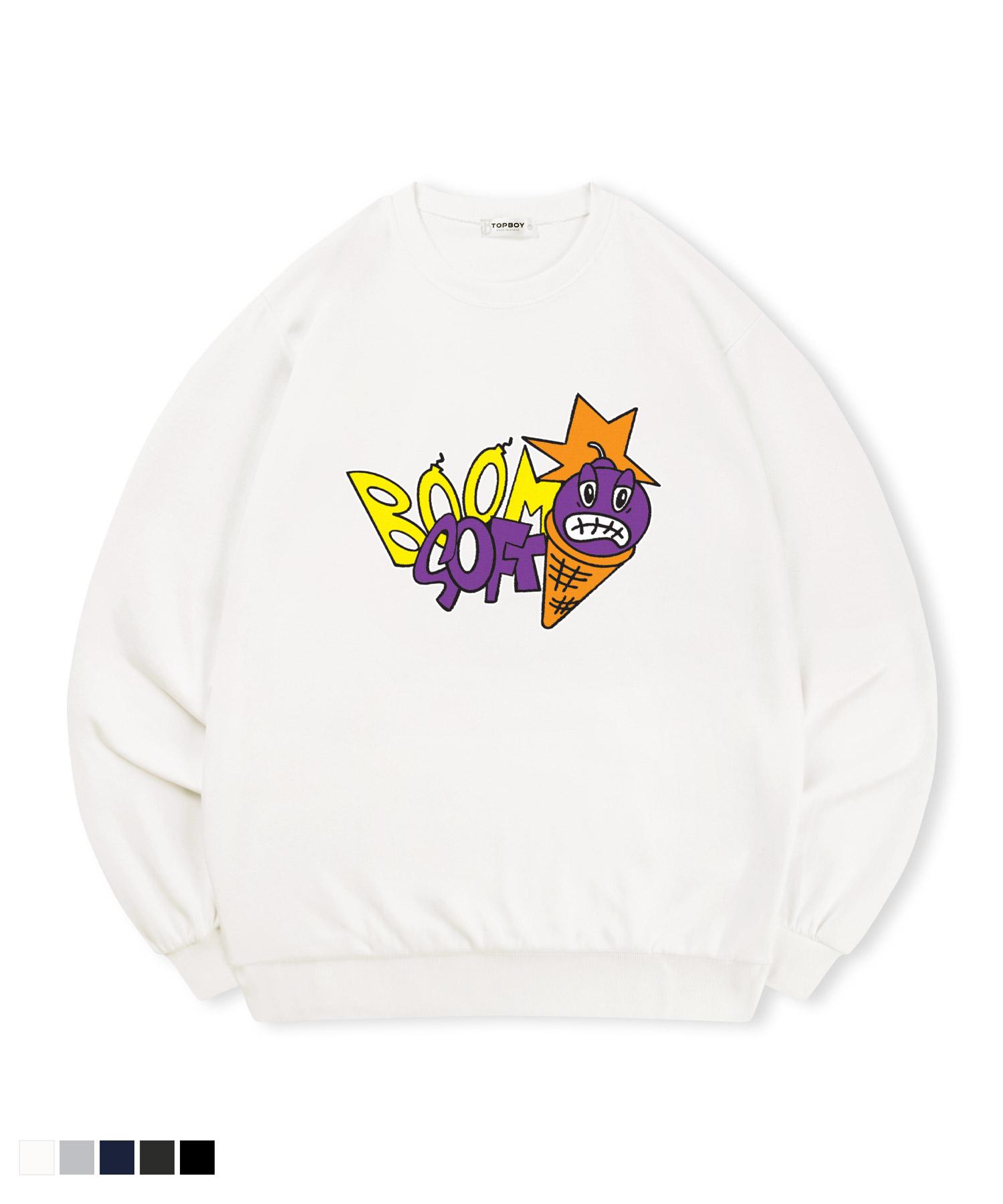 Top Boy [Non-Fleece Or Fleece-Lined] Softboom Printed Sweatshirt (Type C) (Fleece-Lined) Navy Ptm1078/M