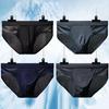 Men Briefs Mid-rise Elastic Waist Panties Breathable Holes Ultra-thin Solid Color Underwear U-convex