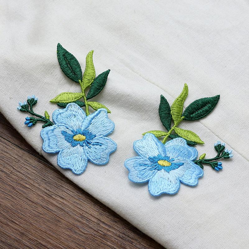 2 Stück Blumen Stickerei Aufnäher Für Kleidung DIY Handgenähte Aufnäher Dekorative Accessoires Für Kleidung Taschen Parches Para Coser