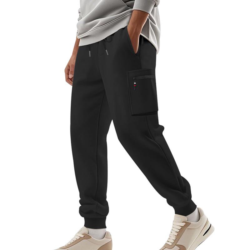 Men's trousers men's summer sports multi-pocket zip workwear elastic Slim drawstring casual sweatpants