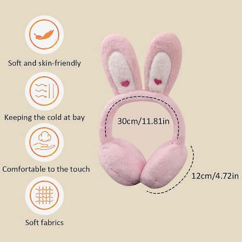 Cute Bunny - Ears Foldable Ear Muffs for Women & Girls - Winter Warm Fluffy Ear Covers