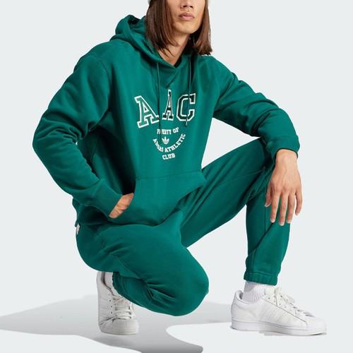 adidas Originals Letter Logo Print Sports Hoodie for Men, Forest Green