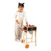 Barbecue en bois - jouet d'imitation cuisine et dinette pour enfants - 57 accessoires inclus - 2 roues silencieuses - dès 3 ans
