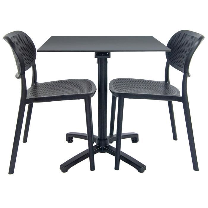 Table de jardin - Marque - Pliable - Aluminium - Compact HPL - Gris anthracite