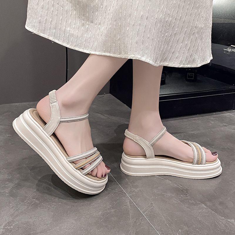 

Сандалии со стразами в римском стиле для женщин, на платформе, с открытым носком, женская обувь, оптовая продажа, шикарные и элегантные, удобные Vip-сандалии 40