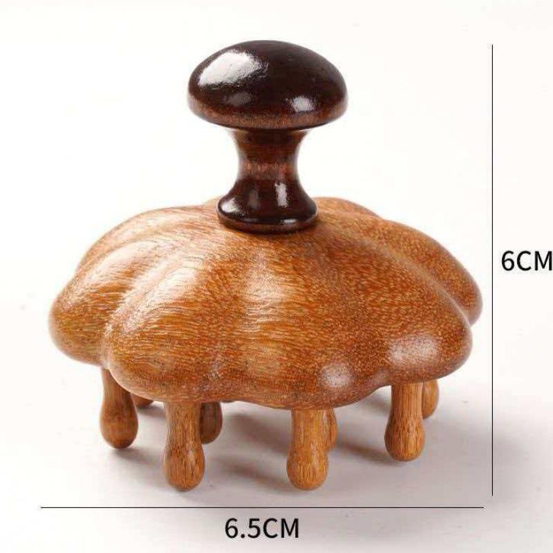 Golden Sandalwood Massage Comb 4-in-1: Meridian Comb, Gua Sha Tool, Scalp Massager.