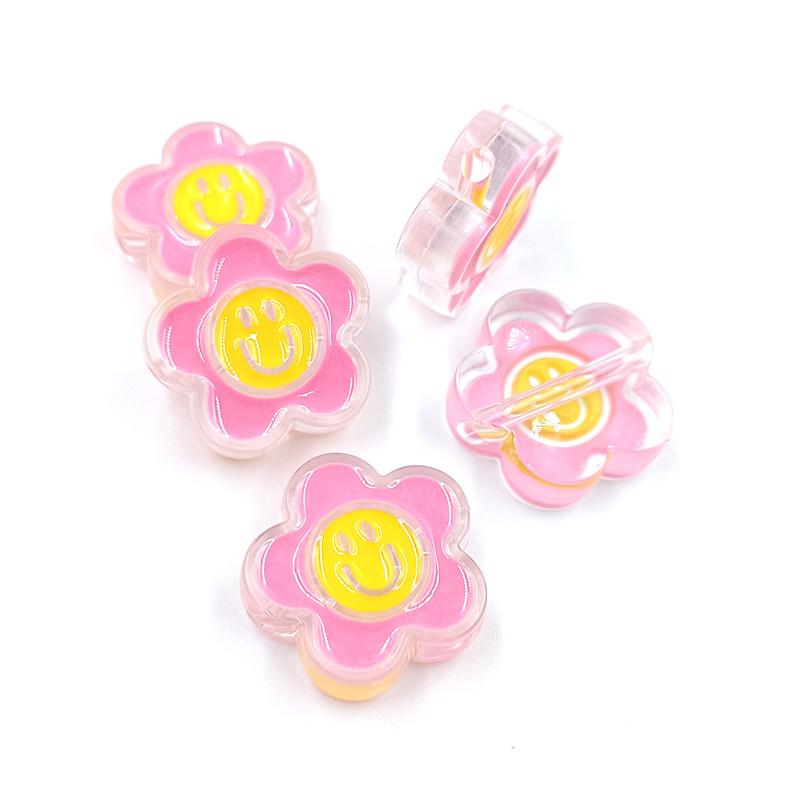 Accessories Zinc Acrylic DIY Crafts Dripping Oil Smiley Flower Necklaces 5Pcs Keychain For Jewelry Making Earrings Charms Cute Pendants