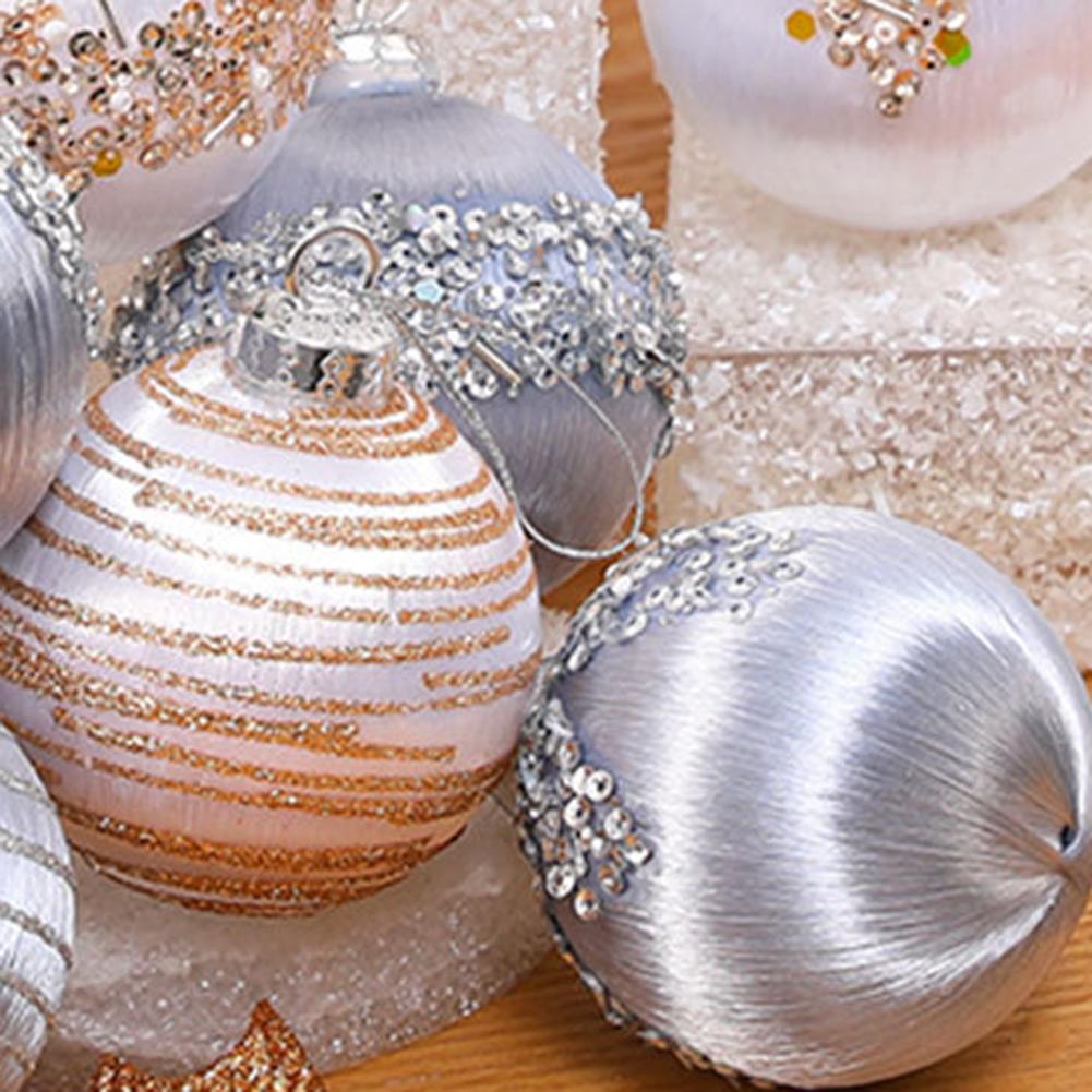 6PCS 6/8CM Silk Sequin Christmas Ball Christmas Ball Decoration Xmas Tree Pendent Ornaments For Wreaths Garlands Ball Paintings