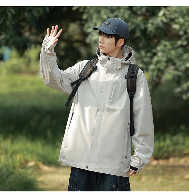 Men's Autumn/Winter Outdoor Mountain Series Casual Hooded Windbreaker Jacket