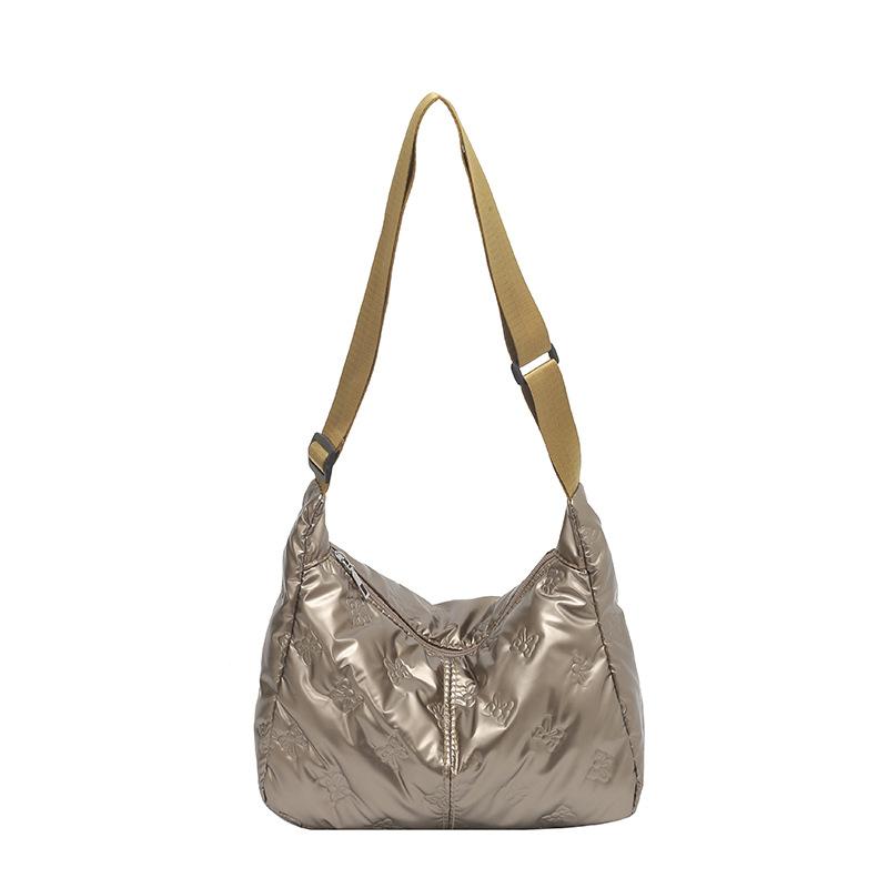 Baumwollkleidung Damenhandtaschen Herbst und Winter Neu Schleife Gepolsterte Baumwoll-Schulterhandtasche Mode Glänzende Damen-Achseltasche