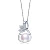 HENGSHENG Hot Selling Natural Pearl S925 Sterling Silver Zircon Leaf Pendant Necklace Natural Freshwater Pearl Pendant For Lady