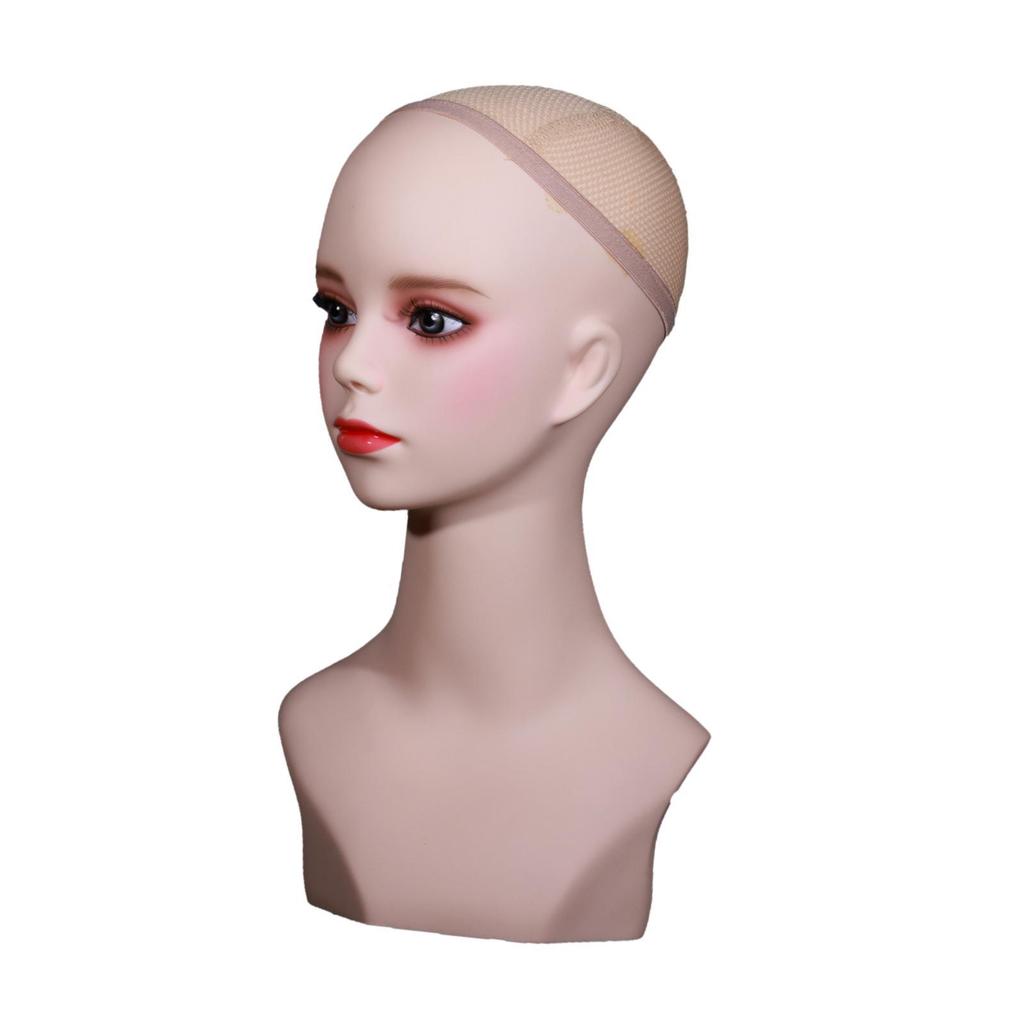 Female Mannequin Head with Makeup Stable Versatile Use Manikin Wig Stand for Necklace Glasses