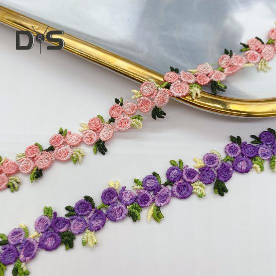 15 Yards Blommig Spetskantband Polyester Broderad Spetsapplikationsremsa Blommig Spetsband Sytyg för DIY-hantverk Bröllopsdekorationer