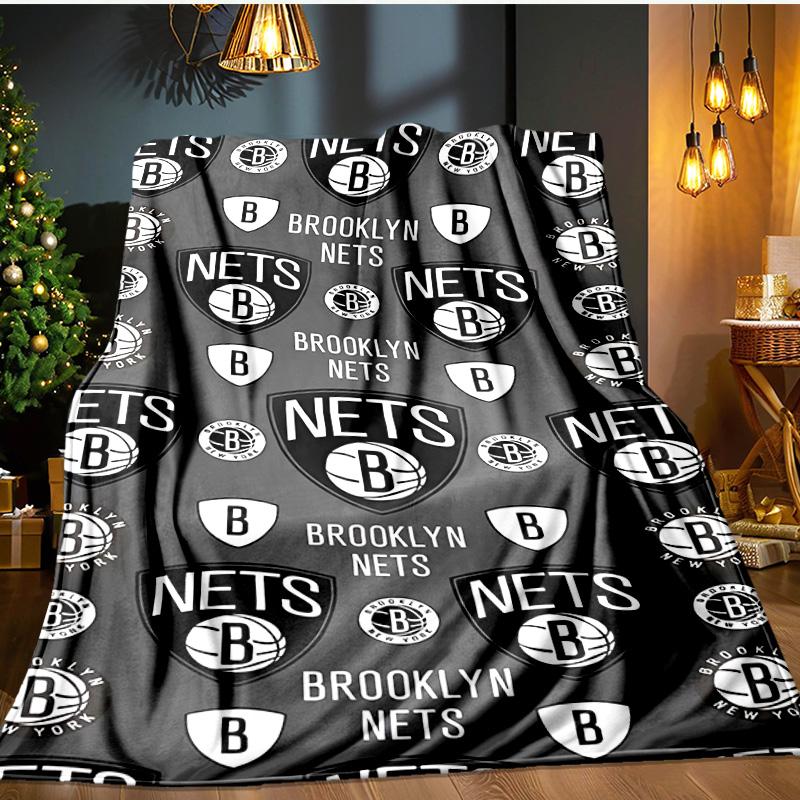 Brook-lyn Nets Art Blanket Flannel Throw for Sofa, Indoor, Camping, Living Room, Office, Chair, And Bed Soft Birthday Gift