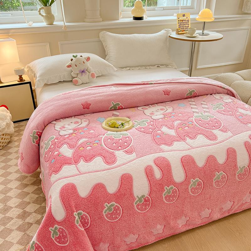 Cute Rainbow Cake Patterns Blanket Snowflake Velvet Blanket 1Pc 100/120/150/180/200 Cm Student Blanket Home/office Blanket
