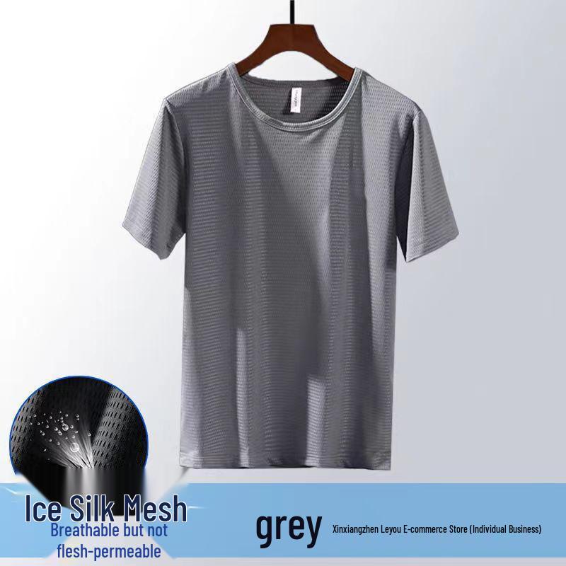 Men's Summer Ice Silk Mesh Quick Dry Short Sleeve T-Shirt - Breathable, Loose Fit, Plus Size Casual Sportswear