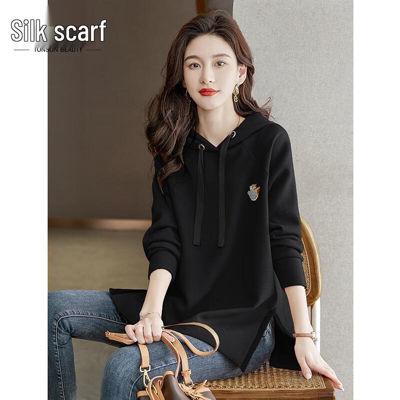 Sibaizhe Damen Kapuzen-Sweatshirt mit Schlitz