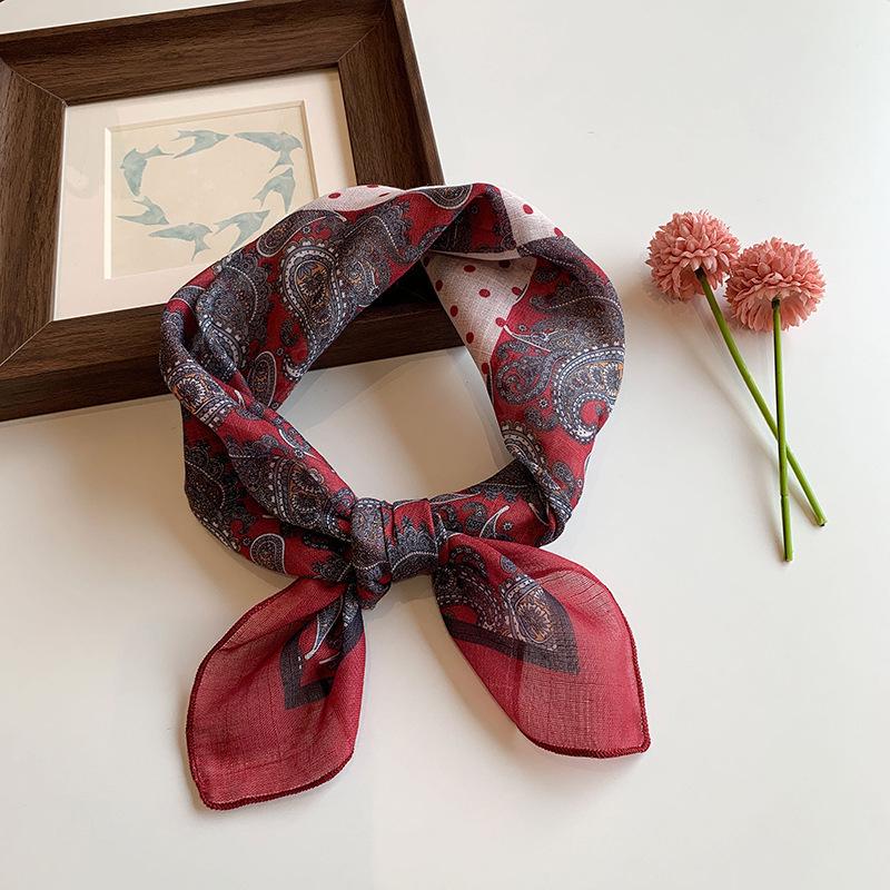 

Весенне-осенний ретро шелковый платок-бандана с узором пейсли - Нишевый модный аксессуар для волос для женщин 58*58cm