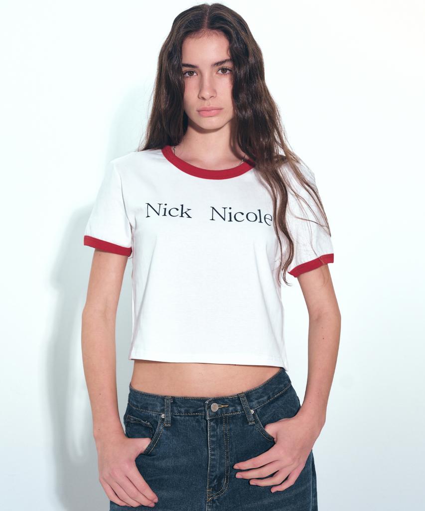 Nigaennikol Nicole Printing Ringer Crop Top_White Red
