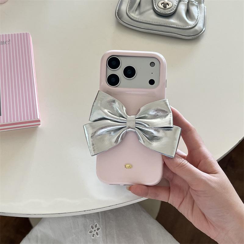 

Pink 3D Bow Leather Case for iPhone 17 Pro Max/16/15/14 - Women s Edition iPhone 16 Pro Max
