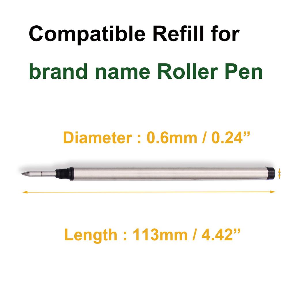 Rollerball Refills Ink 5 Blue 5 Black M Compatible Set of 10 x 6MM Water-Based + (Medium) – -113MM
