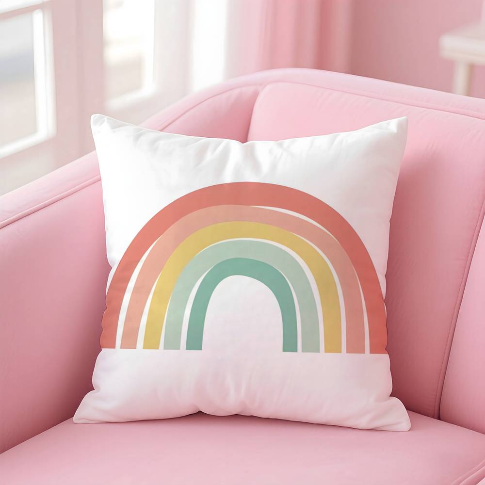 Cartoon Rainbow Sun Pillow Case Pattern Printed Pillowcase For Living Room Sofa Cushion Cover & Bedroom Decor