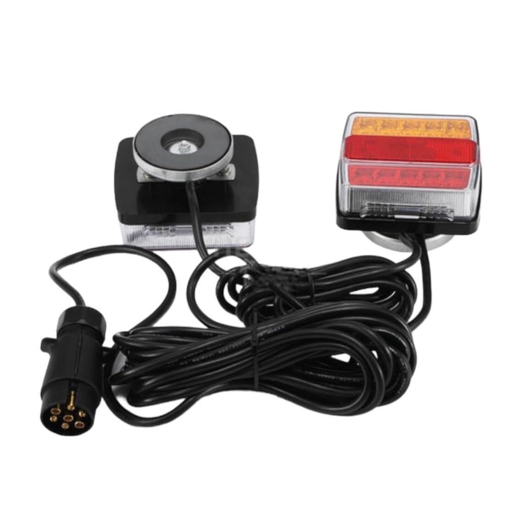 Magnetische 12V LED-Rückleuchten, 7-Pin, 7-poliger Stecker, Leuchten, Blinker, Anhängerkupplungsteil, Bremslichter, Universell (Linkes und rechtes Set)