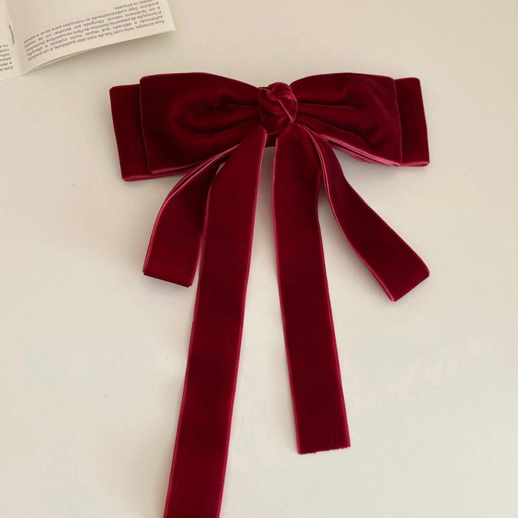 Velvet Bow Hair Clip for Women - Spring 2024 Collection: Elegant Ponytail Accessory for Autumn/Winter