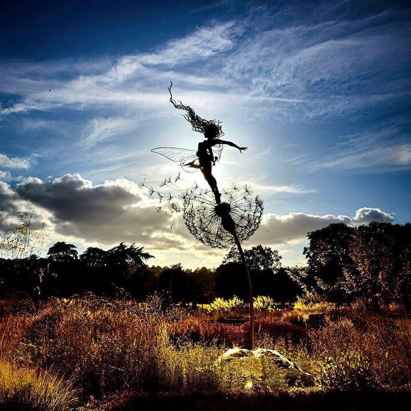 Dandelion and Flower Fairy Dance Robin White Fairy Metal Craft Plug-in Flower Fairy Decoration