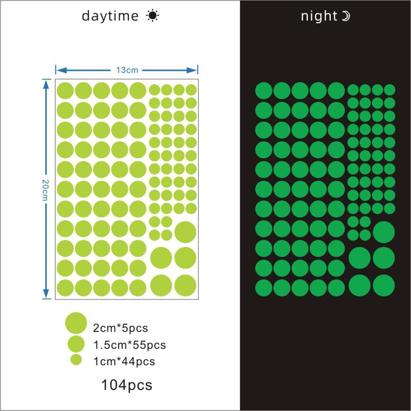 Φωτεινά Φθορίζοντα Αυτοκόλλητα Αστέρια και Κουκκίδες για Διακόσμηση Παιδικού Δωματίου