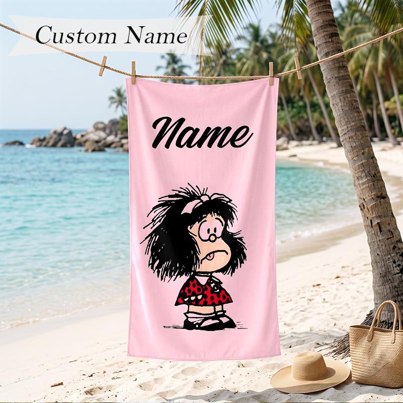 Mafalda Custom Name Printed Beach Towel Personalized Soft Towel For Swimming Beach Travel