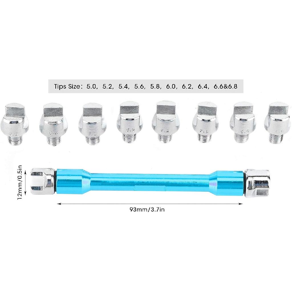 Motorcycle Spoke Wrench Set, CNC 5.0-6.8Mm, 93Mm/3.7In For Most Bikes(Blue)
