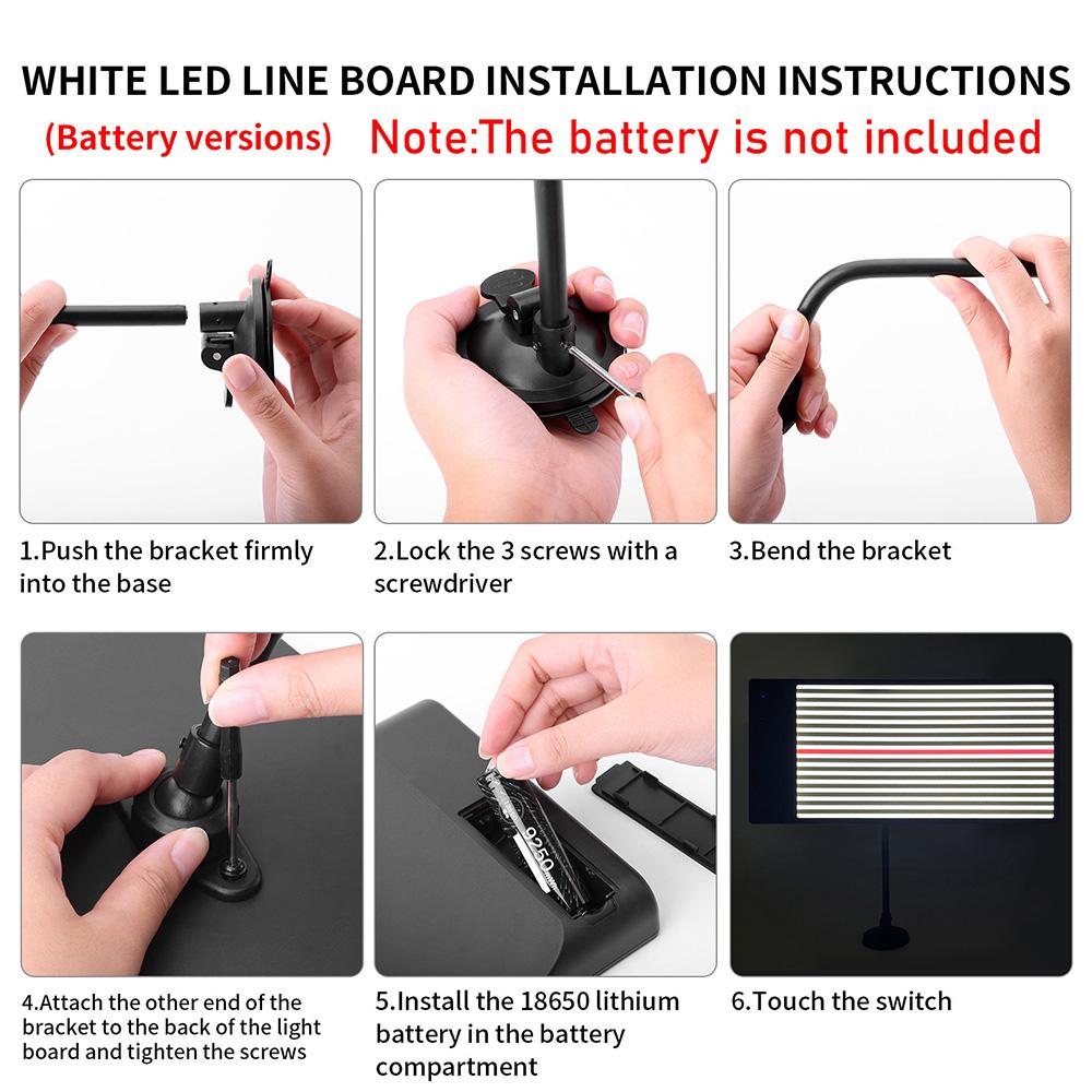 Paintless Wire Board LED Reflector Lamp Kits Checking Line Board Reflector Set Dent Removal Car Dent Repair Tool
