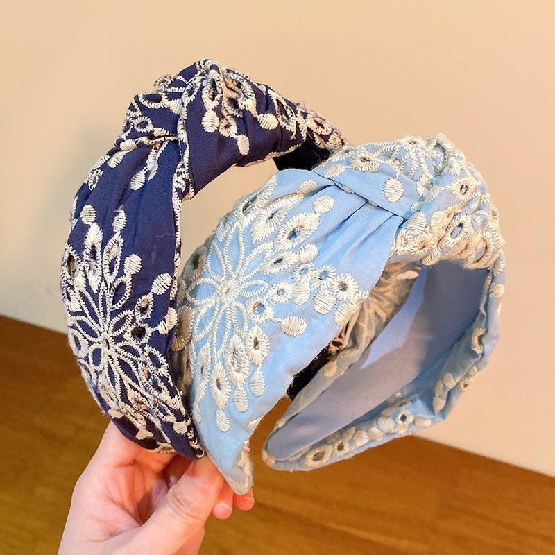 

knotted Wide Headbands For Women Girls Headwear Fashion Embroidery Fabric Hairbands Female Hair bands Hoop Hair Accessories