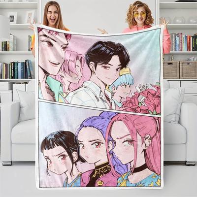 K-Pop Demon Hunters Anime Blanket Ultra Soft Plush Throw For Girls Boys All Season Gift For Bed Sofa Office Camping Trip