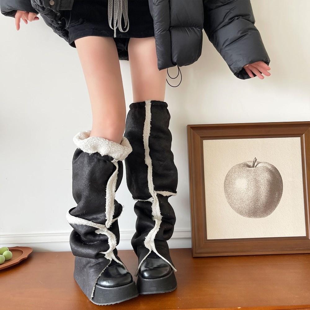 Thickened Foot Cover Turn-down Collar Design Boots Cover Y2K Suede Leg Warmers Fall Winter