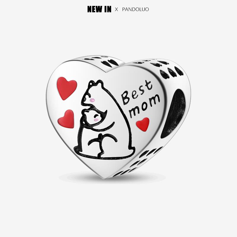 New In Heart Shaped Pattern Charm Beads Fits Pandach Original Bracelet Women Copper Pendant Bead Jewelry Gift