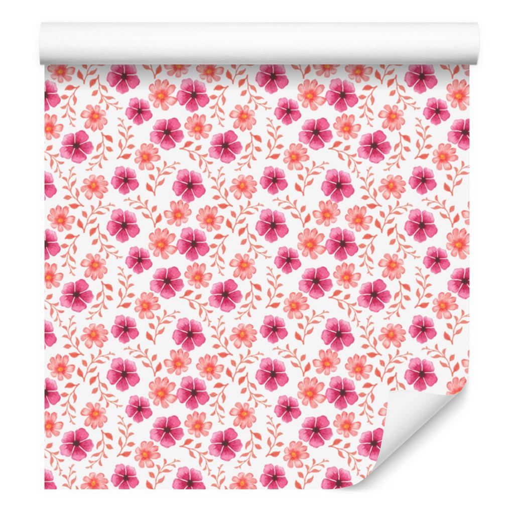 Wallpaper Flowers Coral and Powder Pink for Living Room and Bedroom 50x1000