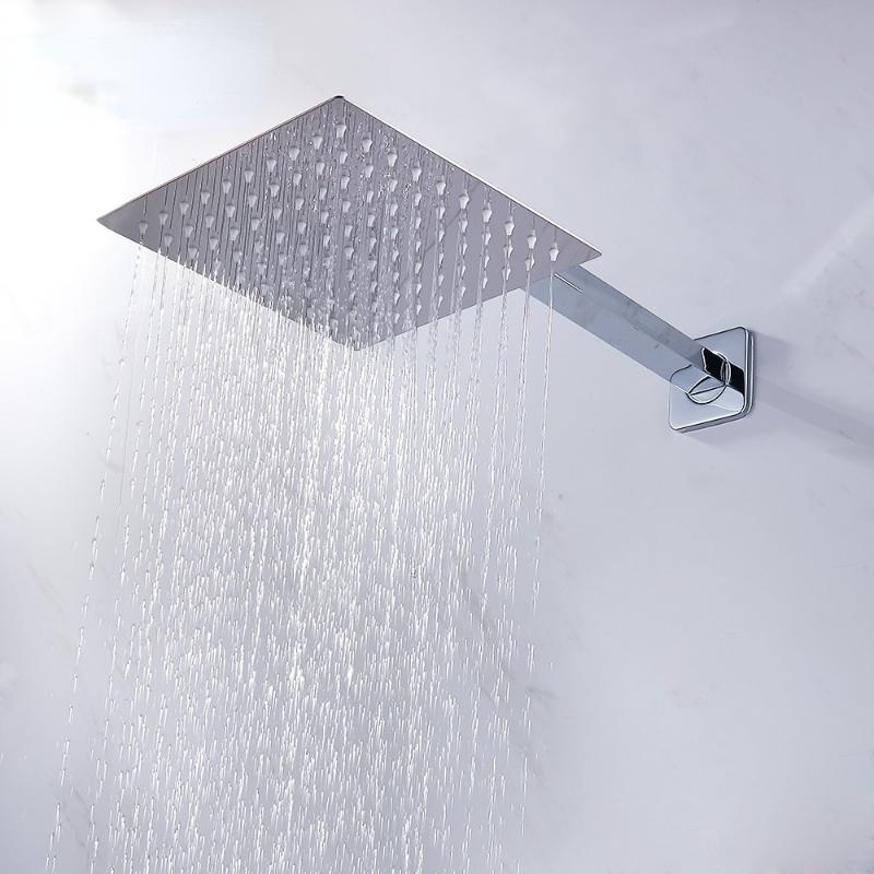 Stainless Steel Ultra-thin Shower Head with Awning 12/10/8 Inch Rain Shower Head Chrome-plated Round and Square Shower Awning