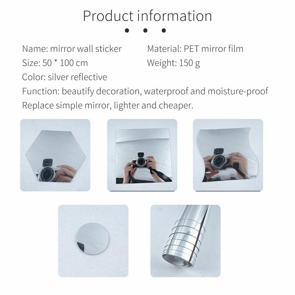 DIY Bathroom Ultra-thin Roll Stickers Self Adhesive Wall Tile Stickers Mirror Wall Sticker