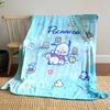 Cute cartoon animals frolicking with flowers on a light blue background. for all seasons blanket lunch break throw gift