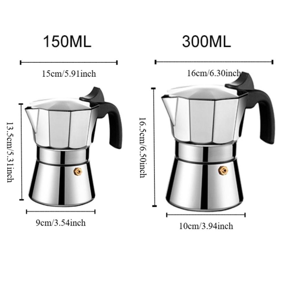 150/300 ML Octagonal Mocha Pot Shock-resistant Espresso Maker Pot Induction Cooker