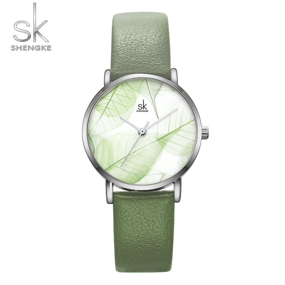 SK Women s Waterproof Leather Strap Quartz Watch - Light Luxury Student Style
