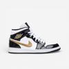 Jordan 1 Mid Patent Schwarz Weiß Gold