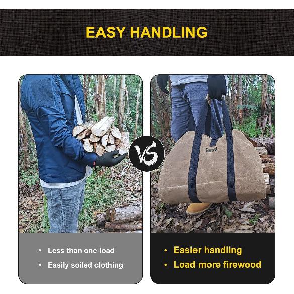 Firewood Carrier, Log Carrier for Firewood, Wood Carrying Bag for Firewood, Firewood Carriers with Handles for Fire Pit, Camping, BBQ Barbecue,