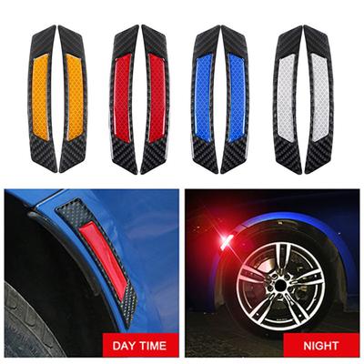 2Pcs Decoration Warning Anti-collision Car Reflective Sticker Edge Guard Wheel Eyebrow Carbon Fiber